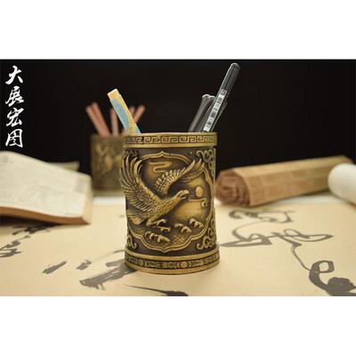 纯铜笔筒龙马黄铜仿古书房礼品摆件艺术品批发