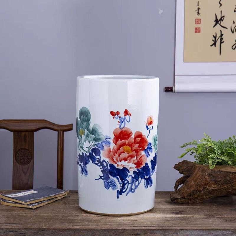 景德镇陶瓷书画卷轴字画缸瓷器青花箭筒帽筒放筒伞大花瓶客厅摆件