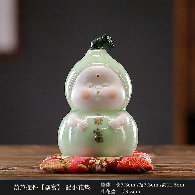 可爱葫芦暴富线香插陶瓷茶茶宠玩摆件客厅桌面柜子装饰创意送礼品,家居饰品,装饰摆件,淘宝优惠券,粉丝福利购,淘宝优惠卷