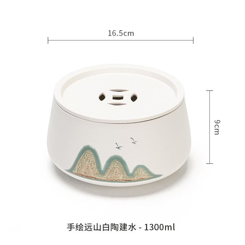远山茶洗带盖建水废水桶家用简约陶瓷茶盆水盂茶渣缸建水茶桶大号