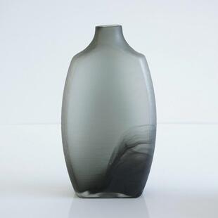 热销磨砂面山水画黑口装饰花瓶手工高级感花瓶装修装饰摆件小口窄