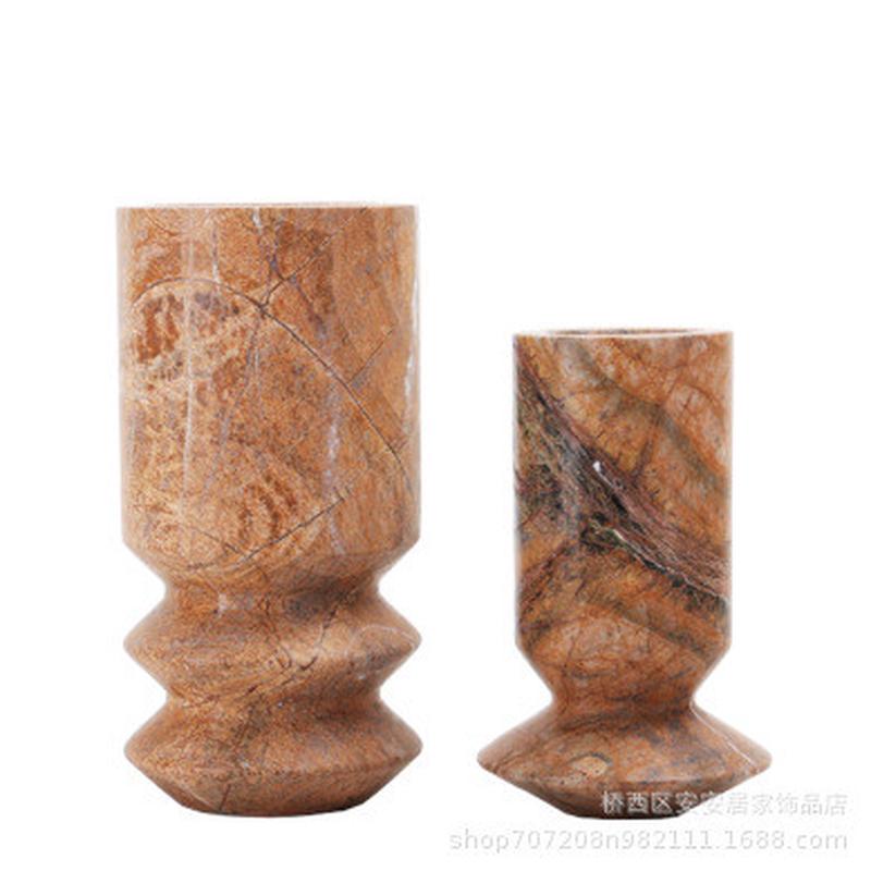 热销现代简约创意雨林啡大理石花器桌面样板间售楼处花瓶茶几电视