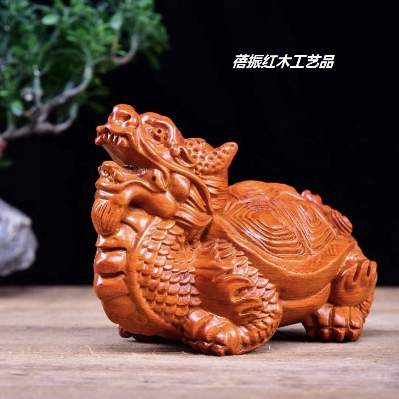 文玩批发黑檀木开线龙龟花梨木雕摆件红木工艺品厂家送礼手把件