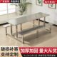 不锈钢食堂餐桌椅学校超市门口快餐桌椅组合工地员工饭堂连体桌椅