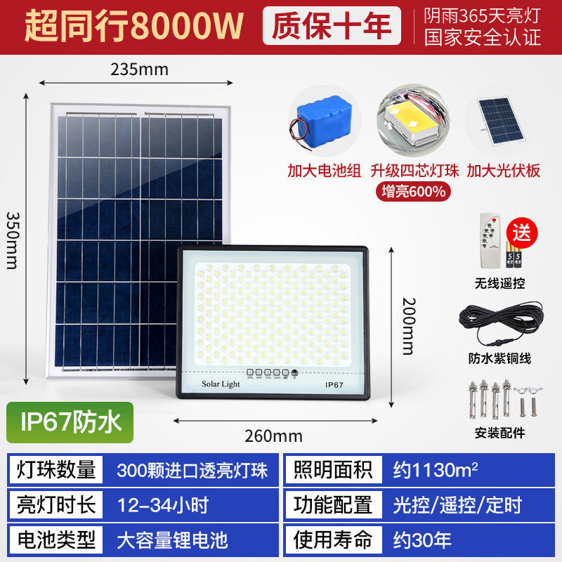 太阳能投光灯户外照明庭院灯大功率新农村光伏厂家太阳能路灯批发