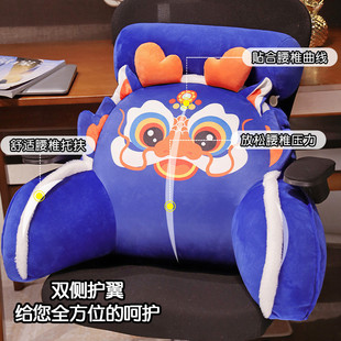 醒狮龙毛绒腰靠厂家批发喜庆新年装 新款 饰可拆卸醒狮龙毛绒腰靠