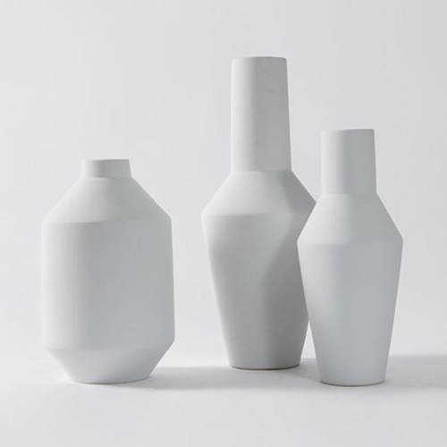 热销现代简约白色陶瓷花瓶客厅轻奢高档干花插花器皿样板间装饰品