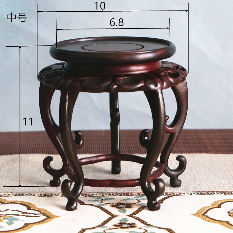 大红酸枝精品茶壶茶杯花瓶几底座天然实木圆形香盆景古玩装饰摆件