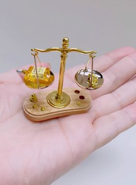 1:12微缩天平称ob11娃娃屋仿真摆件合金场景,迷你合金小挂钟