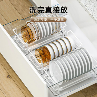 碗盘收纳架厨房置物架碗架沥水架家用橱柜内筷盒放碗碟架子 免安装