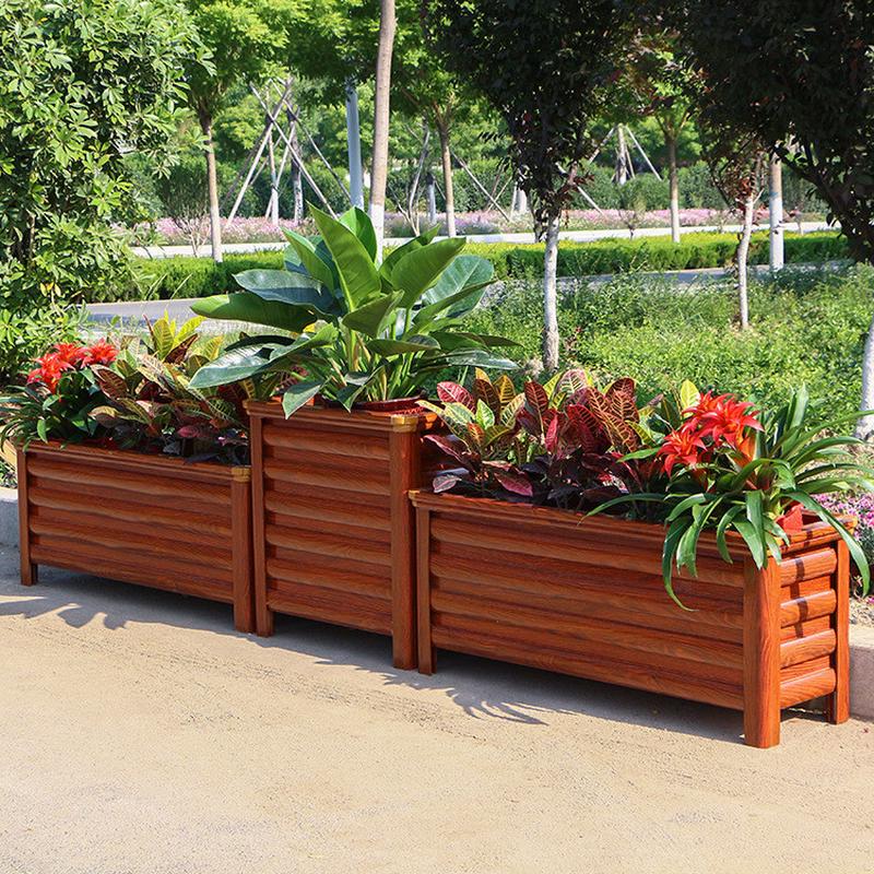 铝合金花箱不锈钢花钵户外隔断道路树箱花槽铁艺组合花坛商业广场