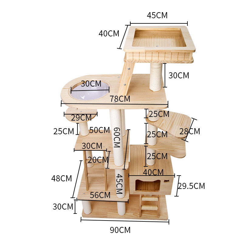 实木猫爬架大型猫窝猫树一体猫架木质别墅太空舱多猫用跳台