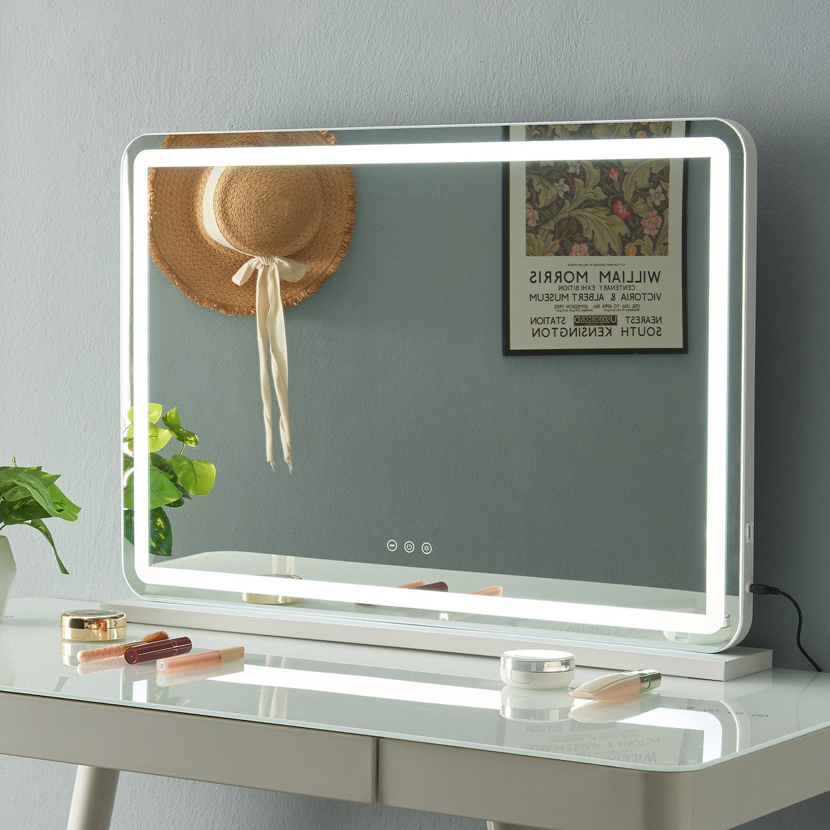 镜子led化妆镜台式专业桌面大号婚庆智能带灯影楼补光梳妆镜批发