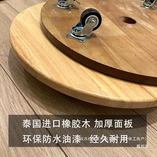 热销加厚架静音带花盆圆形鱼缸刹车花托万向轮木制托盘承重底座实