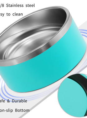 源头厂家不锈钢防滑圆形狗碗64oz双层真空喂食宠物碗猫碗狗盆批发