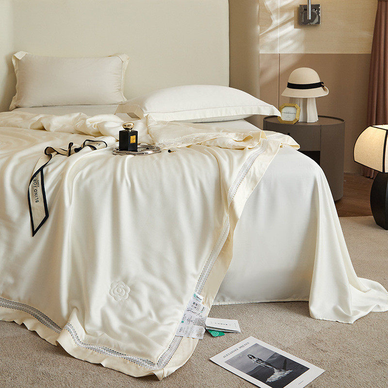 v2ws批发婚庆兰精天丝夏被四件套夏季薄被结婚空调被红色冰丝夏凉