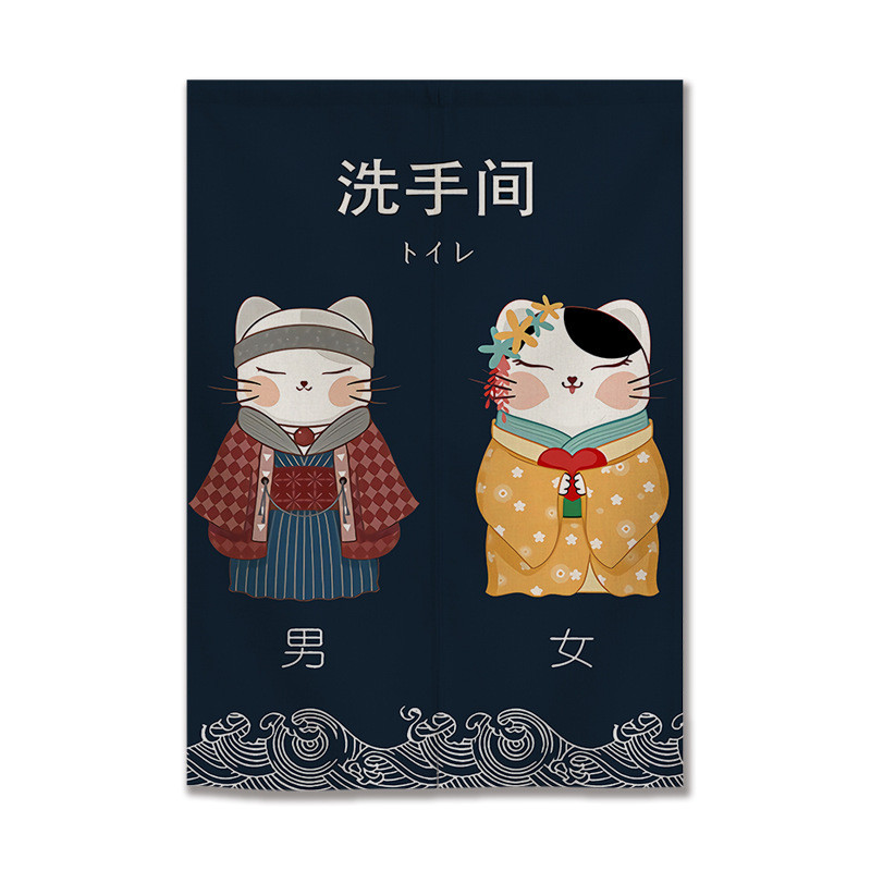 s228洗手间卫生间家用餐厅厕所猫咪门帘遮挡帘子简约半挂帘短玄关