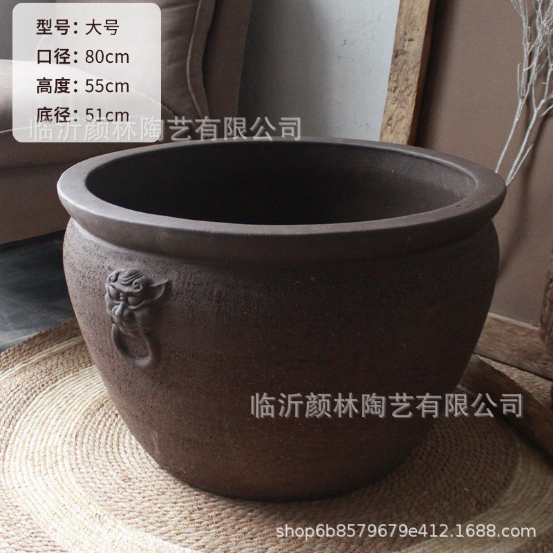 紫砂大缸花盆水养盆庭院大缸透气大陶缸陶盆盆盆大口径花盆土陶盆