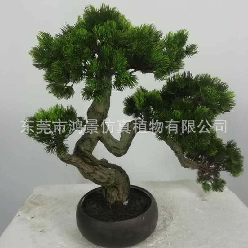 出口仿真松树盆栽盆景东莞罗汉松树北欧家居迎客松绿植植物厂家