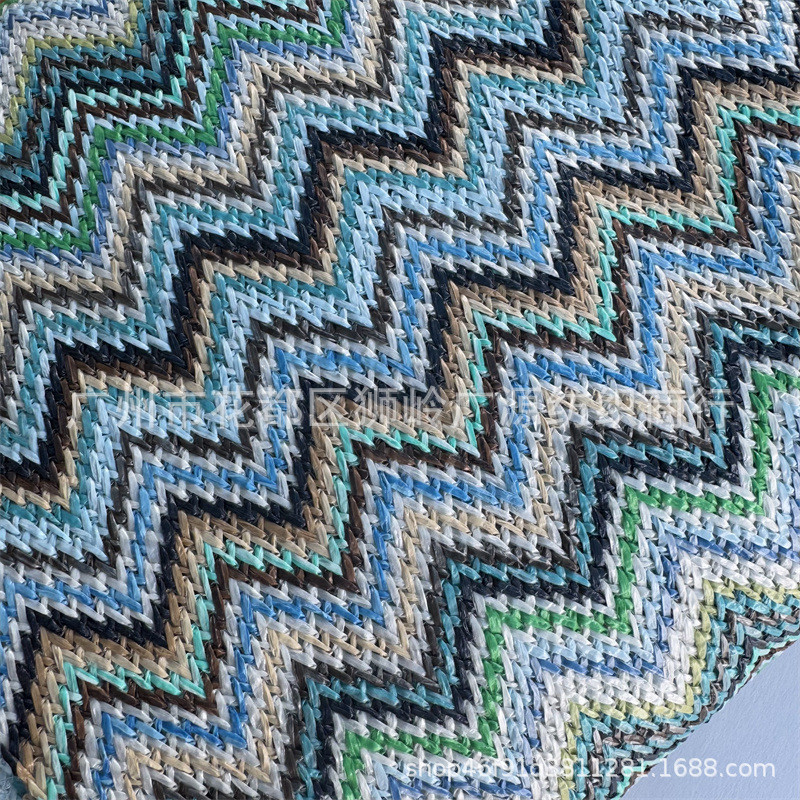 材pp草编料彩色波浪纹多色拼接编织网布草编包鞋优质装饰布