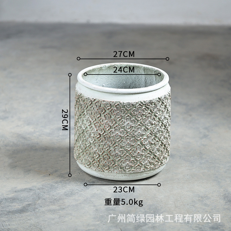 镁泥花盆复古艺术北欧商场室内外落地客厅特大型号绿植盆栽水泥盆