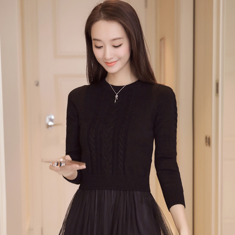 内搭毛衣女秋冬修身针织衫加厚长袖短款打底衫气质小个子高腰新款