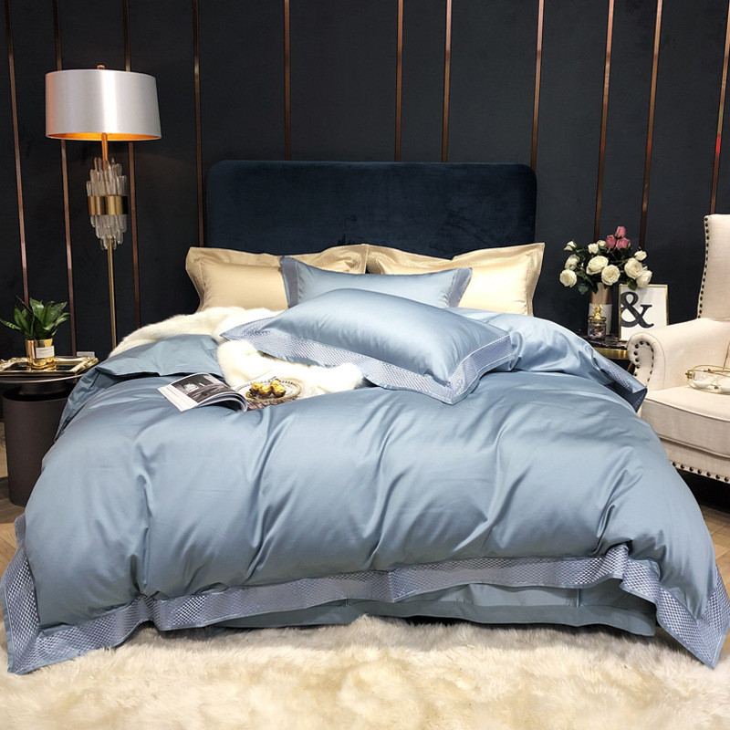 6s被套140s双股匹马棉四件套全棉简约纯色轻奢床单床上用品