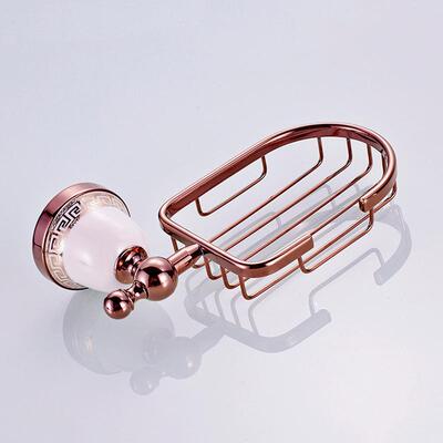 镀肥皂欧式铜质陶瓷玫瑰金网浴室香皂架6659rp