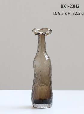 怡露单简约小口支花器玻璃花瓶家居软装新品摆件不规则玻璃瓶