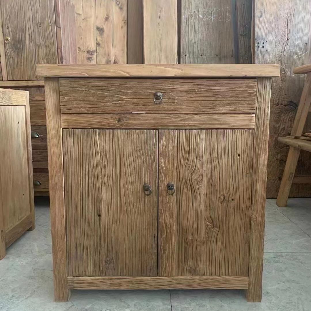 老榆木餐边柜玄关柜禅意新中式家用老榆木餐边柜储物柜鞋柜