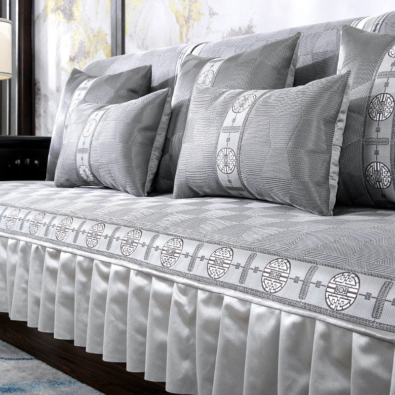 新中式夏季沙发垫坐垫冰丝沙发套罩巾盖布防滑夏天凉席凉垫全包