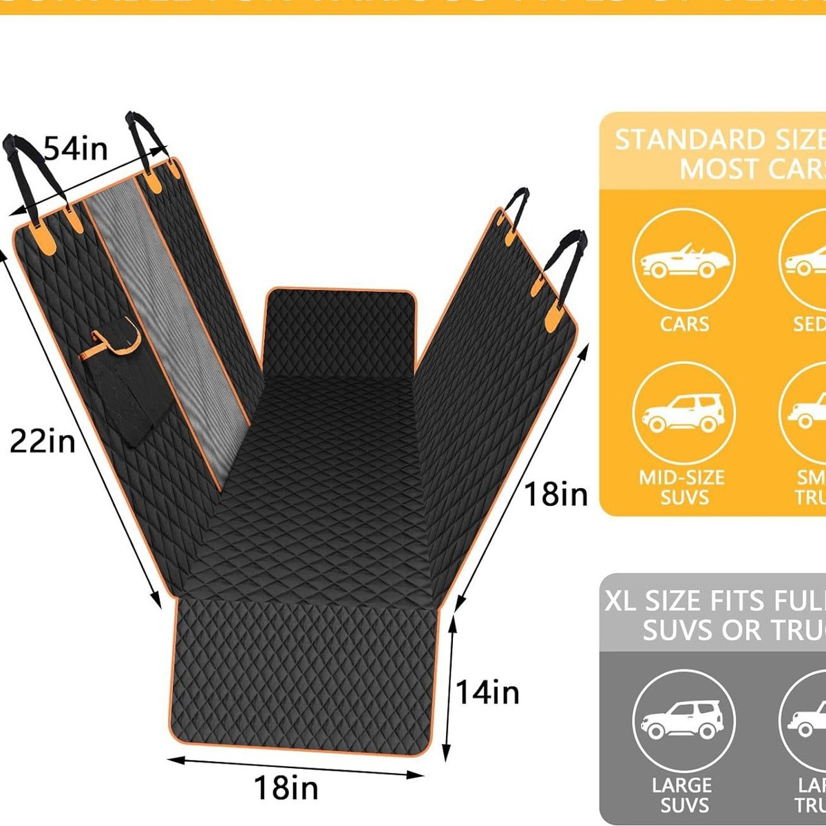 热销狗狗汽车座椅套通用防水透气可吊床洗宠物机600d黑色车载宠物