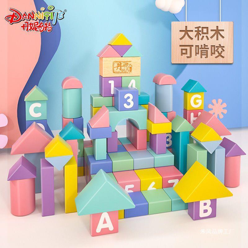 丹妮奇特大颗粒积木头0-6岁幼儿童早教启蒙宝宝拼装益智玩具木制