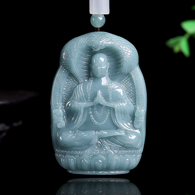 地藏王a货翡翠蓝水天然菩萨吊坠冰种玉石挂件男女款四会玉器包邮