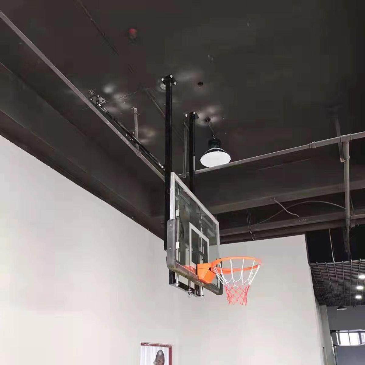 室内悬挂吊顶篮球架电动折叠升降球馆标准壁挂成人儿童比赛篮球框