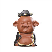 云尚密封罐双层大号猪茶叶罐家用醒茶罐存储罐紫砂茶叶盒摆件