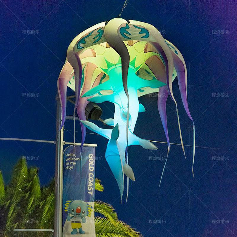 充气水母气模装饰星星气氛光海马海星贝壳酒吧海洋悬挂led灯道具