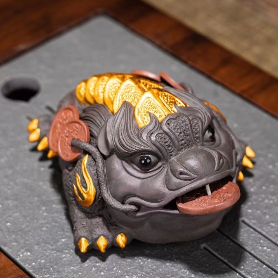 紫砂金蟾茶宠摆件精品可养茶桌茶台摆件大全饰品高档招财蟾蜍茶具