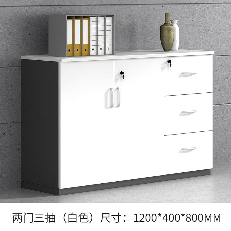 办公文件柜矮柜储物柜茶水柜带锁机柜长条柜木质落地柜打印资料柜