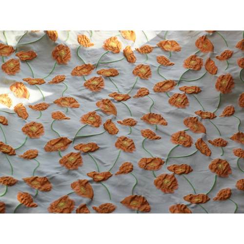 新款浮雕喇叭花碎花小清新提花布涤锦色织立体提花蓬蓬裙箱包布料