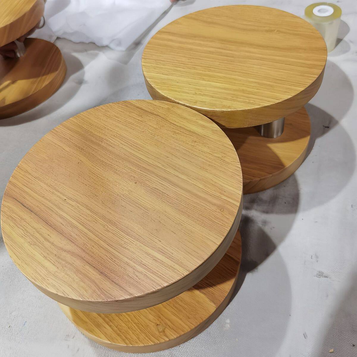 原木色实木圆形大门拉手侘寂风天然服装店玻璃门拉手简约大门把手