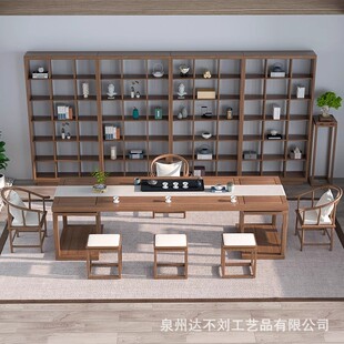 禅意家用客厅功夫办公室茶室茶楼 全实木茶台泡茶桌椅组合新中式