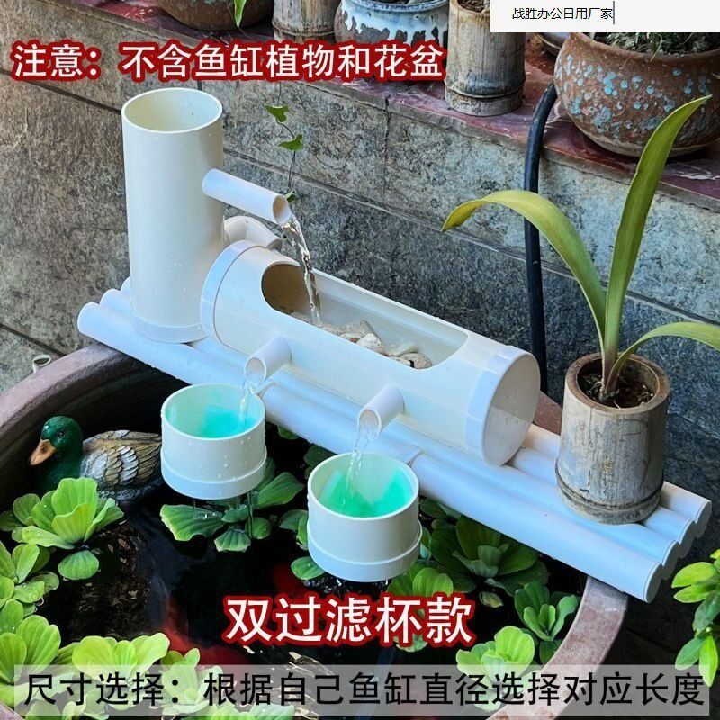 2024新款2鱼缸过滤器循环系统陶瓷圆自动养鱼设备静音水泵缸流水