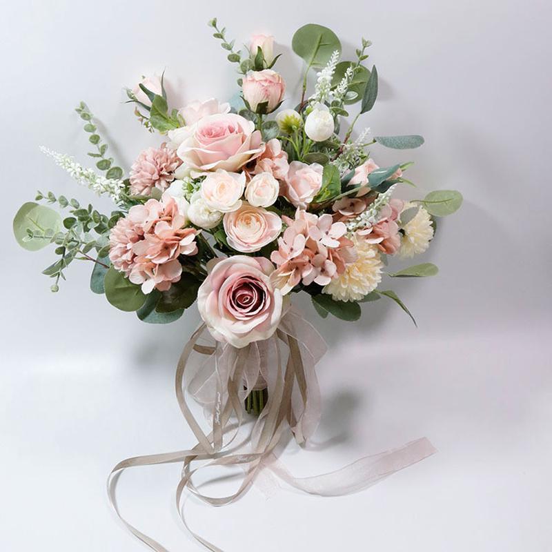 婚礼雅阁588家居花艺商业活动艺粉色仿真花花束新娘手捧花