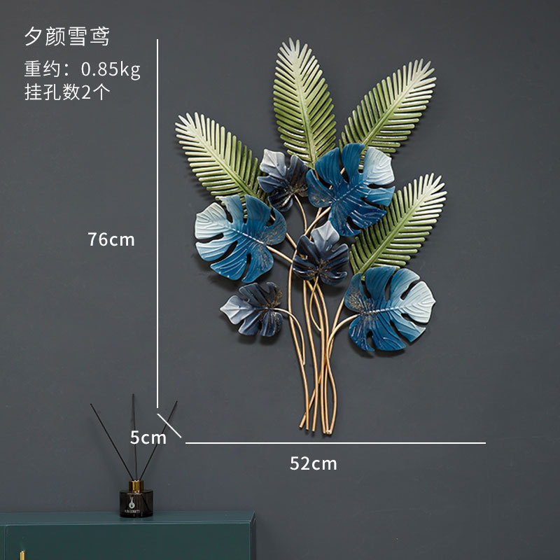 轻奢金属墙饰玄关壁挂客厅沙发叶子壁饰酒店创意背景墙铁艺装饰品