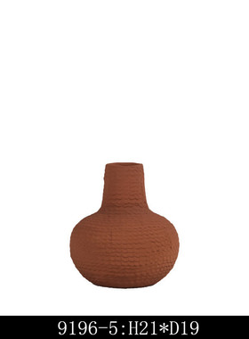 新中式花瓶侘寂风禅意粗陶罐中古花器样板间博古架日式陶艺术摆件