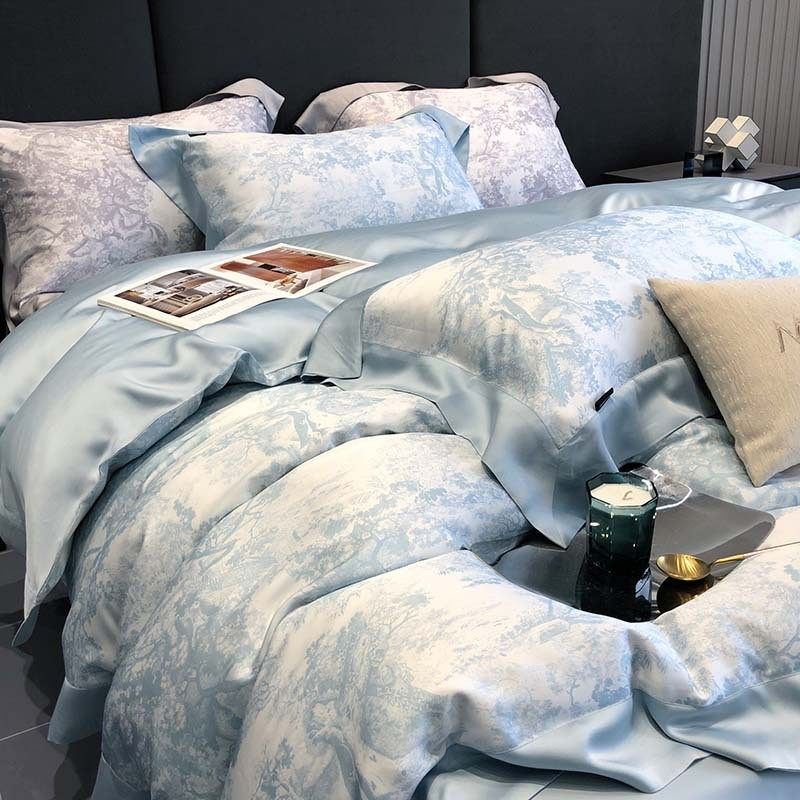欧式轻奢高级感兰夏季床单天丝四件套冰丝丝滑裸睡精柔软床上用品,床上用品,床品套件/四件套/多件套,淘宝优惠券,粉丝福利购,淘宝优惠卷
