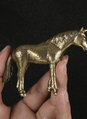 实心铜生肖马仿古玩古董黄铜大摆件做旧复古国潮茶宠摆设铜工艺品