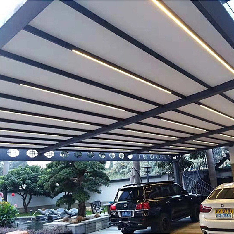 家用阳台伸缩电动雨棚户外铝合金推拉雨棚遮阳棚露台棚折叠天幕