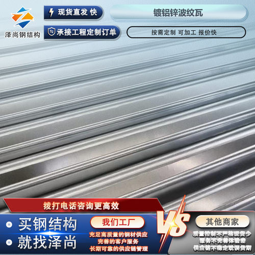 【镀铝锌压型钢板】镀铝锌瓦镀铝锌波纹瓦镀铝铁皮彩钢瓦锌瓦